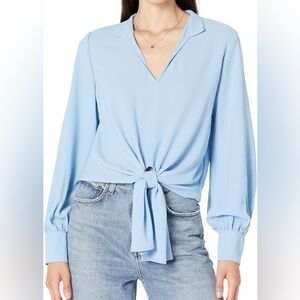 Karen Kane Sky Blue Tie-Front Blouse